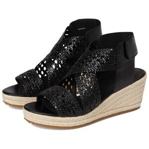 new Eileen Fisher woven Leather Wedge Sandals Black $235 Size 8